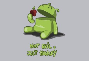 android eating apple